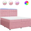 Image de vidaXL Lit boxspring avec matelas rose 200x200 cm velours
