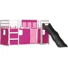 Image de vidaXL Lit superposé avec toboggan et rideaux rose 90x200 cm
