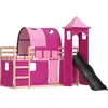 Image de vidaXL Lit superposé avec toboggan et rideaux Rose 80x200 cm