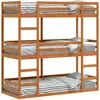 Image de vidaXL Lit superposé triple brun cire 75x190 cm pin massif
