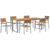 Image de vidaXL Salon de jardin 7 pcs Gris Bois massif Acacia