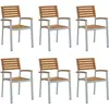 Image de vidaXL Ensemble de 6 chaises de jardin, marron, 56 x 57 x 87 cm, bois massif d'acacia