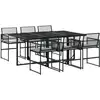 Image de vidaXL Ensemble de jardin 7 pièces avec coussins Noir Poly Rattan