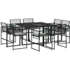 Image de vidaXL Salon de jardin 9 pièces avec coussins noir poly rotin