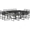 Image de vidaXL Ensemble de jardin 11 pièces avec coussins Noir Poly Rattan