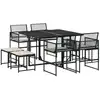 Image de vidaXL Salon de jardin 9 pièces avec coussins noir poly rotin