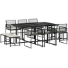 Image de vidaXL Ensemble de jardin 11 pièces avec coussins Noir Poly Rattan