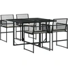 Image de vidaXL Ensemble de jardin 5 pièces avec coussins Noir Poly Rattan