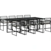Image de vidaXL Salon de jardin 9 pièces avec coussins noir poly rotin