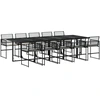 Image de vidaXL Ensemble de jardin 11 pièces avec coussins Noir Poly Rattan