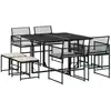 Image de vidaXL Salon de jardin 9 pièces avec coussins noir poly rotin