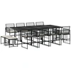 Image de vidaXL Ensemble de jardin 13 pièces avec coussins Noir Poly Rattan