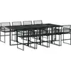 Image de vidaXL Salon de jardin 9 pièces noir poly rotin