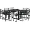 Image de vidaXL Salon de jardin 9 pièces noir poly rotin