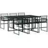 Image de vidaXL Ensemble de jardin 7 pièces noir Poly rotin