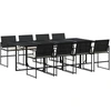 Image de vidaXL Salon de jardin 9 pièces avec coussins noir poly rotin