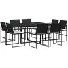 Image de vidaXL Salon de jardin 9 pièces avec coussins noir poly rotin
