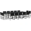 Image de vidaXL Ensemble de jardin 15 pièces avec coussins Noir Poly Rattan