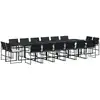 Image de vidaXL Ensemble de jardin 17 pièces avec coussins Noir Poly Rattan