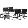 Image de vidaXL Salon de jardin 9 pièces avec coussins noir poly rotin