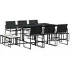 Image de vidaXL Ensemble de jardin 11 pièces avec coussins Noir Poly Rattan