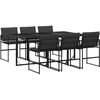 Image de vidaXL Ensemble de jardin 7 pièces avec coussins Noir Textilène