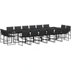 Image de vidaXL Ensemble de jardin 17 pièces avec coussins Noir Textilène