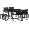 Image de vidaXL Salon de jardin 9 pièces avec coussins Noir Textilène