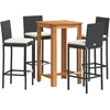 Image de vidaXL Ensemble bar de jardin 5 pièces noir bois massif acacia et poly rotin