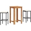 Image de vidaXL Ensemble bar de jardin 3 pièces noir bois massif acacia et poly rotin