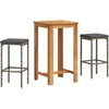 Image de vidaXL Ensemble de bar de jardin 3 pièces Gris Bois massif Acacia et poly rotin