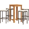 Image de vidaXL Ensemble bar de jardin 5 pièces brun bois massif acacia et poly rotin