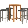 Image de vidaXL Ensemble bar de jardin 5 pièces Gris Bois massif Acacia et poly rotin