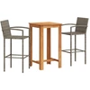 Image de vidaXL Ensemble de bar de jardin 3 pièces Gris Bois massif Acacia et poly rotin