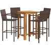 Image de vidaXL Ensemble bar de jardin 5 pièces brun bois massif acacia et poly rotin