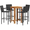 Image de vidaXL Ensemble bar de jardin 5 pièces noir bois massif acacia et poly rotin
