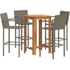 Image de vidaXL Ensemble bar de jardin 5 pièces Gris Bois massif Acacia et poly rotin