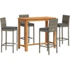 Image de vidaXL Ensemble bar de jardin 5 pièces Gris Bois massif Acacia et poly rotin
