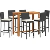 Image de vidaXL Ensemble bar de jardin 7 pièces noir bois massif acacia et poly rotin