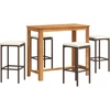 Image de vidaXL Ensemble bar de jardin 5 pièces brun bois massif acacia et poly rotin