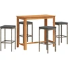 Image de vidaXL Ensemble bar de jardin 5 pièces Gris Bois massif Acacia et poly rotin