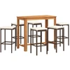 Image de vidaXL Ensemble bar de jardin 7 pièces brun bois massif acacia et poly rotin