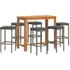 Image de vidaXL Ensemble bar de jardin 7 pièces Gris Acacia massif et poly rotin