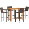 Image de vidaXL Ensemble bar de jardin 5 pièces brun bois massif acacia et poly rotin
