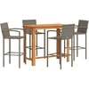 Image de vidaXL Ensemble bar de jardin 5 pièces Gris Bois massif Acacia et poly rotin