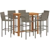 Image de vidaXL Ensemble bar de jardin 7 pièces Gris Acacia massif et poly rotin