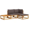Image de vidaXL Ensemble canapé de jardin 4 pièces avec coussins bois acacia & corde