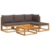 Image de vidaXL Ensemble canapé de jardin 5 pièces avec coussins bois acacia & corde