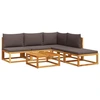 Image de vidaXL Ensemble canapé de jardin 6 pièces avec coussins bois acacia & corde