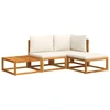 Image de vidaXL Ensemble canapé de jardin 4 pièces avec coussins bois acacia & rotin